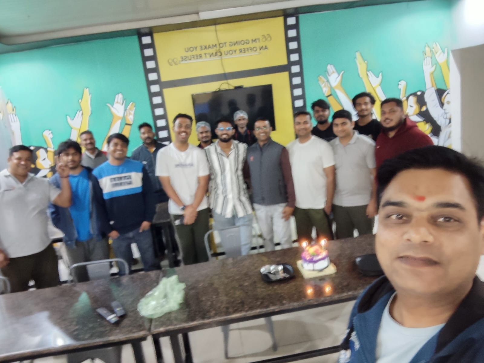 Birthday celebration with students